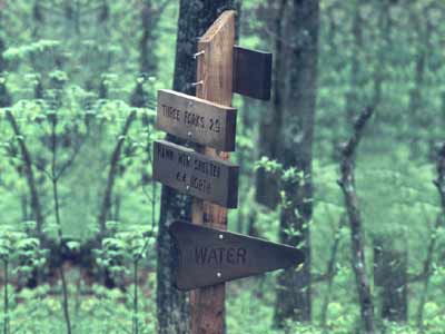 trail signs in Georgia along the Appalachian Trail